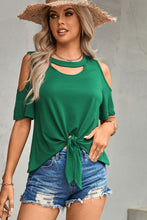Load image into Gallery viewer, Tied Cutout Cold-Shoulder Top