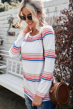 Load image into Gallery viewer, Striped Round Neck Long Sleeve Tee