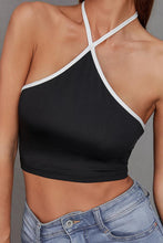 Load image into Gallery viewer, DIBS 1054 Contrast Trim Halter Neck Crop Top