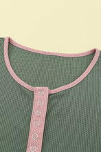 Load image into Gallery viewer, Elbow Patch Waffle Knit Henley Top