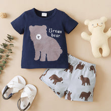 Load image into Gallery viewer, Baby Boy Bear Graphic T-Shirt and Animal Print Shorts Set