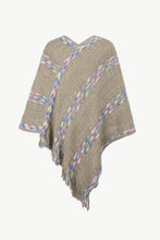 Load image into Gallery viewer, Colorful Stripe V-Neck Asymmetrical Fringe Hem Poncho