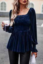 Load image into Gallery viewer, Smocked Square Neck Long Sleeve Blouse