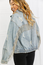 Load image into Gallery viewer, POL Time To Shine Twill Denim Fringe Jacket
