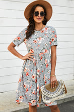 Load image into Gallery viewer, Striped Floral Short Sleeve Dress with Pockets