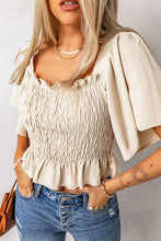 Load image into Gallery viewer, Smocked Frill Trim Peplum Top