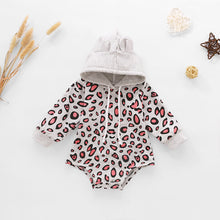 Load image into Gallery viewer, Baby Leopard Print Drawstring Hooded Bodysuit
