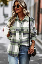 Load image into Gallery viewer, Plaid Brushed Button-Up Shirt Jacket