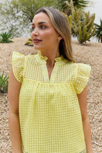 Load image into Gallery viewer, And The Why Full Size Ruffle Sleeve Grid Babydoll Top