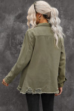 Load image into Gallery viewer, Distressed Snap Down Denim Jacket