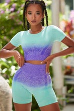 Load image into Gallery viewer, Contrast Round Neck Sports Top and Shorts Set