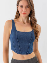 Load image into Gallery viewer, Cropped Denim Tank with Seam Detail