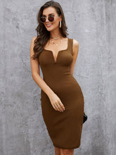Load image into Gallery viewer, Ribbed Back Slit Sleeveless Notched Dress
