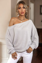 Load image into Gallery viewer, Waffle Knit Boat Neck Long Sleeve Blouse