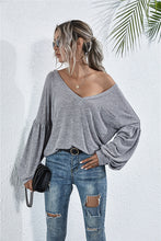 Load image into Gallery viewer, Lantern Sleeve Dropped Shoulder Knit Top