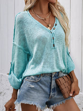 Load image into Gallery viewer, Button Detail Dropped Shoulder Sweater