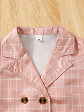 Load image into Gallery viewer, Plaid Double-Breasted Blazer, Cami, and Shorts Set