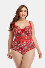 Load image into Gallery viewer, Floral Drawstring Detail One-Piece Swimsuit