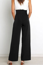 Load image into Gallery viewer, Tie Front Paperbag Wide Leg Pants