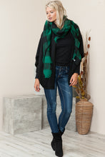 Load image into Gallery viewer, Justin Taylor Plaid Raw Hem Scarf in Green/Black