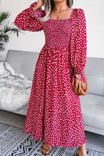 Load image into Gallery viewer, Printed Smocked Flounce Sleeve Maxi Dress