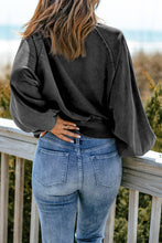 Load image into Gallery viewer, Quarter-Snap Collared Lantern Sleeve Sweatshirt