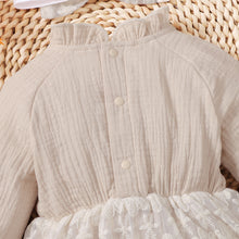 Load image into Gallery viewer, Baby Girl Frill Neck Spliced Lace Bodysuit Dress