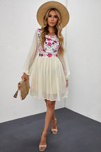 Load image into Gallery viewer, 4936 Mesh Balloon Sleeve Cream Mid Dress