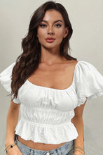 Load image into Gallery viewer, Square Neck Balloon Sleeve Cropped Blouse