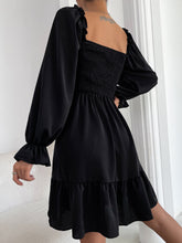 Load image into Gallery viewer, Smocked Square Neck Flounce Sleeve Dress