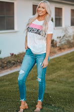 Load image into Gallery viewer, Leopard Color Block Tee Shirt