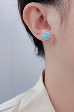 Load image into Gallery viewer, 925 Sterling Silver Platinum-Plated Opal Round Stud Earrings