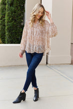 Load image into Gallery viewer, Mine and E&M Full Size Printed Button Down Smocked Lantern Sleeve Blouse