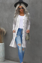 Load image into Gallery viewer, Striped Leopard Patchwork Duster Cardigan with Pockets
