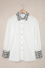 Load image into Gallery viewer, Plaid Trim Button Down Collared Shirt