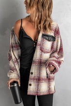 Load image into Gallery viewer, Plaid Shirt Jacket with Vegan Leather Trim