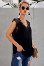 Load image into Gallery viewer, Eyelash Trim Spliced Lace V-Neck Tank