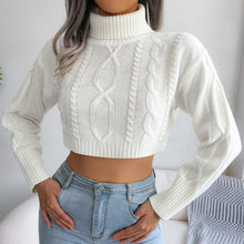 Load image into Gallery viewer, Mixed Knit Turtleneck Cropped Sweater