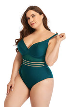 Load image into Gallery viewer, Plus Size Spliced Mesh Tie-Back One-Piece Swimsuit