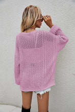 Load image into Gallery viewer, Openwork V-Neck Dropped Shoulder Cardigan