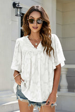 Load image into Gallery viewer, Applique Frill Trim Flutter Sleeve Blouse