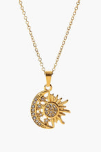 Load image into Gallery viewer, 18K Gold Plated Sun and Moon Pendant Necklace