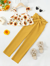Load image into Gallery viewer, Sunflower Print Tank and Paperbag Waist Pants Set