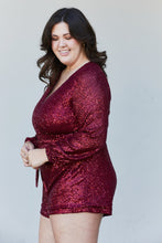 Load image into Gallery viewer, Haptics Full Size Sequin Belted V-Neck Romper