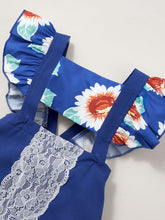 Load image into Gallery viewer, Floral Cutout Lace Trim Romper
