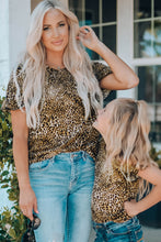Load image into Gallery viewer, Girls Leopard Short Flounce Sleeve Tee