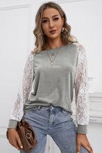 Load image into Gallery viewer, Lace Long Sleeve Contrast Top