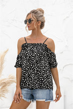 Load image into Gallery viewer, Printed Cold-Shoulder Frill Trim Blouse
