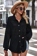 Load image into Gallery viewer, Waffle-Knit Collared Neck Dropped Shoulder Shirt
