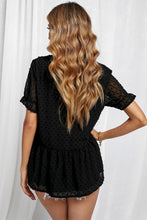 Load image into Gallery viewer, Swiss Dot Deep V Flounce Sleeve Blouse